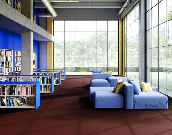 Interior of a library with contract carpet